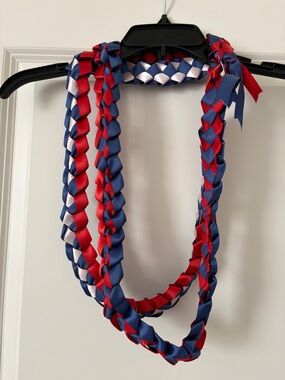 Handmade Red, White & Blue Braided Ribbon Lei - Graduation Leis (2)